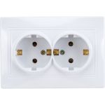 Двойная розетка Intro Plano с заземлением 2x2P+E Schuko, 16А-250В, IP20, СУ, белый Б0053915 (артикул 20773065) – фото 1