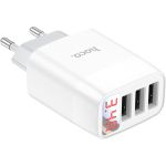 Зарядное устройство Hoco C93A, 3xUSB, 2.4А, белый, 6931474760593 (артикул 25122999) – фото 1