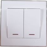 Двойной выключатель с подсветкой LEZARD RAIN белый с бок. вст. Хром 703-0225-112 (артикул 16027633) – фото 1
