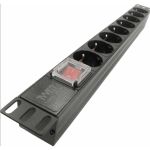 Блок электрических розеток TWIST на 8 гнезд CEE 7/4 Schuko 19 1U, 10 А, без шнура PDU-19-1U-8-TWCS (артикул 20679261) – фото 1