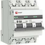 Автоматический выключатель EKF ВА 47-63, 3P, 50А, 4,5kA, PROxima, mcb4763-3-50B-pro (артикул 16208946) – фото 1