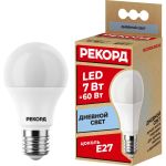 Светодиодная лампа РЕКОРД LED А60 7W Е27 4000К 23874 (артикул 16219910) – фото 1