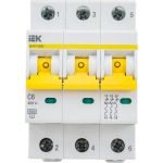 Автоматический выключатель IEK ВА47-60M 3Р 6А 6кА С MVA31-3-006-C (артикул 21320062) – фото 1