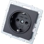 1-местная розетка IEK Brite рс14-1-0-брч с заземлением, с защитными шторками, 16А, черный BR-R14-16-K02 (артикул 24593361) – фото 1