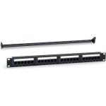 Патч-панель 19"" WRline WR-PL-24-C5E-D (1U), 24 порта RJ-45, категория 5e, Dual IDC, с задним кабельным организатором, цвет черный 505208 (артикул 26747600) – фото 1