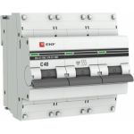 Автоматический выключатель EKF 3P 40А C 10kA ВА 47-100 PROxima SQmcb47100-3-40C-pro (артикул 16040630) – фото 1