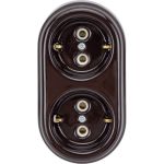 Двухместная керамическая розетка Interior Electric шоколад, серия ""АРБАТ"" РК2002 (артикул 18326587) – фото 1