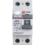 Устройство защитного отключения EKF ВД-100, 2P, 25А, 30мА, тип АС, электромеханическое, 6кА, PROxima elcb-2-6-25-30-em-pro (артикул 23089431) – фото 1