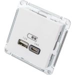 Розетка USB A+С Schneider Electric AtlasDesign Белый 5В/2,4 А, 2х5В/1,2 А ATN000139 (артикул 18132583) – фото 1