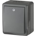 Выключатель с подсветкой ЭРА 11-1402-03 IP54, 10АХ-250В, ОУ, Эксперт, серый Б0020672 (артикул 15980790) – фото 1