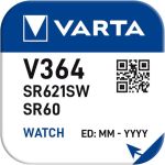 Батарейка Varta 364 (SR621SW) BL1 Silver Oxide 1.55V 00364101111 (артикул 25775109) – фото 1