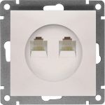 Компьютерная двухместная розетка UNIVersal серия афина с/у, 1а, rj45, жемчуг еврослот A1086-OBr (артикул 27170682) – фото 1