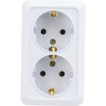 Розетка Intro Quadro двойная с заземлением 2x2P+E Schuko, 16А-250В, IP20, открытая установка, без пластины, белый, Б0053910 (артикул 20773287) – фото 1