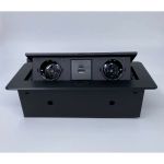 Выдвижной встраиваемый блок розеток Inrior выдвижная розетка, на 2 EURO розетки и 2 USB-A+C, черный, TORO-33-20 (артикул 23273685) – фото 1