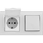 1-клавишный выключатель + розетка с заземлением с крышкой Vesta Electric Комплект-2, Exclusive White FRM050207BEL (артикул 25572195) – фото 1