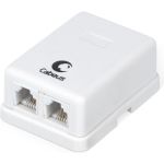 Двойная внешняя телефонная розетка RJ-12(6P4C) Cabeus белая WS-6P4C-TEL-2 (артикул 26008043) – фото 1