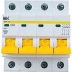 Автоматический модульный выключатель IEK 4п C 63А ВА 47-29 4.5кА ИЭК MVA20-4-063-C (артикул 15165094) – фото 1