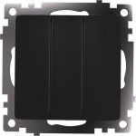3-клавишный выключатель STEKKER (механизм), gls10-7108-05, 250v, 10а, серия катрин, черный, 49172 (артикул 28528772) – фото 1