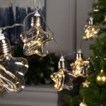 Нить Luazon ROSA 3 м, с насадками Лампочки звездочки 8 см, IP20, Н.С. LED-80-12V, 8 режимов, теплый белый 6929859 (артикул 19565304) – фото 1