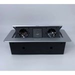 Выдвижной встраиваемый блок розеток Inrior выдвижная розетка, на 2 EURO розетки и 2 USB-A+C, серый, TORO-33-80 (артикул 23273679) – фото 1
