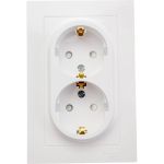 Розетка Schneider Electric AtlasDesign Бел с/з двойная, со шторками, 16А, в сборе SE ATN000126 (артикул 19934632) – фото 1
