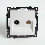 Розетка STEKKER телевизионная + компьютерная RJ-45 (механизм), gls00-7106-01, 75 ом, 5-862мгц, серия катрин, белый, 49181 (артикул 28528814) – фото 1