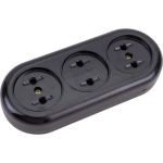 Розеточная колодка TDM Ретро 3 гнезда, 2П, 16А, 250B, карболит SQ1806-0104 (артикул 21452230) – фото 1