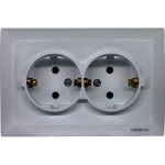 Двойная розетка Vesta Electric Roma Silver c заземлением FRZ00010111SRM (артикул 26612942) – фото 1