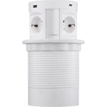 Полуавтоматический блок розеток Mebax 107J 4 секции Серебро+Белый d120мм 2 USB А + 2 USB С беспроводная 00-00001171 (артикул 16258697) – фото 1