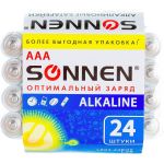 Батарейки SONNEN, КОМПЛЕКТ 24 шт, Alkaline, ААА LR03, 24А, алкалиновые, мизинчиковые, короб 455096 (артикул 16714886) – фото 1