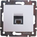 Розетка телефонная RJ-11 4 контакта 1 коннектор Legrand Valena белая 774438 (артикул 16120098) – фото 1