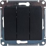 3-клавишный механизм выключателя Schneider Electric скрытой проводки Glossa 10А IP20 1+1+1 10AX антрацит GSL000731 (артикул 18125311) – фото 1