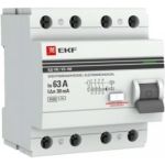 Устройство защитного отключения EKF ВД-100, 4P, 63А/30мА, PROxima SQ elcb-4-63-30-em-pro (артикул 16141347) – фото 1