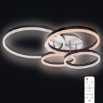 Потолочная светодиодная диммируемая люстра RITTER ECLIPSE с ДУ 3 режима 124Вт 31м2 белый/коричневый 52084 3 (артикул 25968143) – фото 1