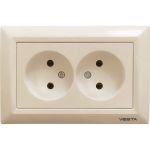 Розетка Vesta-Electric Roma КРЕМОВЫЙ двойная без заземления FRZ00010112MLK (артикул 25572135) – фото 1
