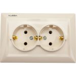 Розетка Vesta-Electric Roma КРЕМОВЫЙ двойная c заземлением FRZ00010111MLK (артикул 25572321) – фото 1