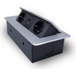 Горизонтальная выдвижная розетка ROCKETSOCKET 2 euro 16a, usb type a+c с блоком 18w, проводка, цвет серый SHS019-S (артикул 26872784) – фото 1