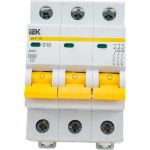 Автоматический трехполюсный выключатель IEK ВА47-29 10А D 4.5кА 9691623 (артикул 15777995) – фото 1