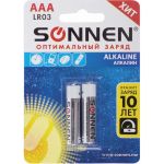 Батарейки SONNEN Alkaline, AAA алкалиновые, 2 шт., в блистере, 451087 (артикул 15895617) – фото 1