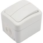 Двухклавишный накладной выключатель KRANZ IP54 белый KR-78-0602 (артикул 18107473) – фото 1