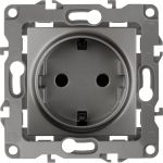 Розетка ЭРА 12-2102-12 2P E Schuko со шторками, 16A-250В, IP20, 12, графит Б0019323 (артикул 15980731) – фото 1