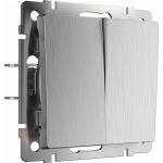 Двухклавишный выключатель WERKEL W1120009 (cеребряный рифленый) a051355 (артикул 20217502) – фото 1