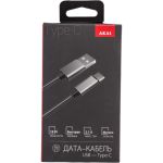 Дата-кабель AKAI разъем Type C 1м оплетка металл серебряный CE-442S (артикул 21357424) – фото 1