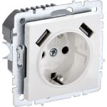 1-местная розетка IEK Brite с заземлением с защитными шторками 16а с usb a+a 5в 2,1а рюш10-1-брб белый BR-R14-16-U21-D21-K01 (артикул 27080726) – фото 1