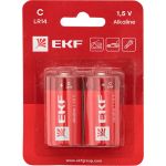 Алкалиновая батарейка EKF типа C(LR14) блистер 2шт. LR14-BL2 (артикул 23092695) – фото 1