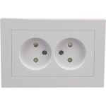 Розетка Schneider Electric AtlasDesign Бел б/з двойная, со шторками,16А, в сборе SE ATN000122 (артикул 19939168) – фото 1