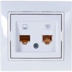 Розетка LEZARD MIRA компьютер+телефон белый с белой вставкой 701-0202-143 (артикул 16027960) – фото 1