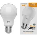 Лампа Gauss basic a60 11,5w 1060lm 3000k e27 led 1/10/50 1023212 (артикул 29981648) – фото 1