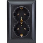 Розетка Intro Solo с заземлением двойная 2x2P+E Schuko, 16А-250В, IP20, СУ, антрацит, Б0053677 (артикул 20772747) – фото 1