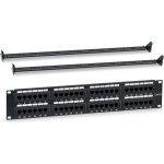 Патч-панель 19"" WRline WR-PL-48-C5E-D (2U), 48 портов RJ-45, категория 5e, Dual IDC, с задним кабельным организатором, цвет черный 505209 (артикул 26747336) – фото 1